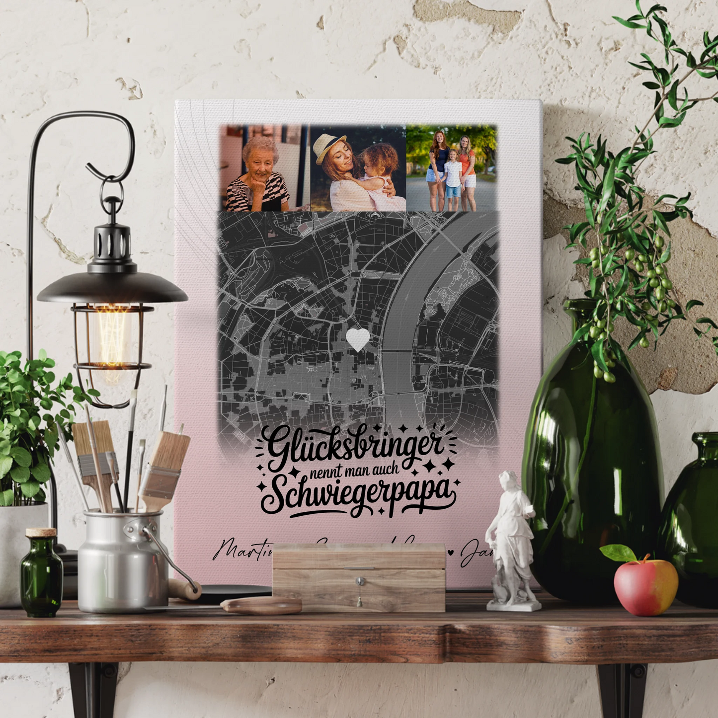 Personalisierte Fotocollage Großes Bild aus Vielen Kleinen mit 4 Fotos und Karte Glücksbringer Bruder 3