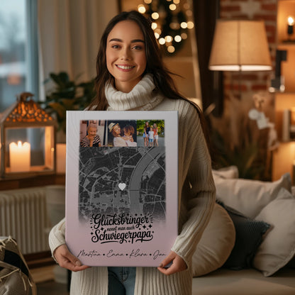 Personalisierte Fotocollage Großes Bild aus Vielen Kleinen mit 4 Fotos und Karte Glücksbringer Bruder 2