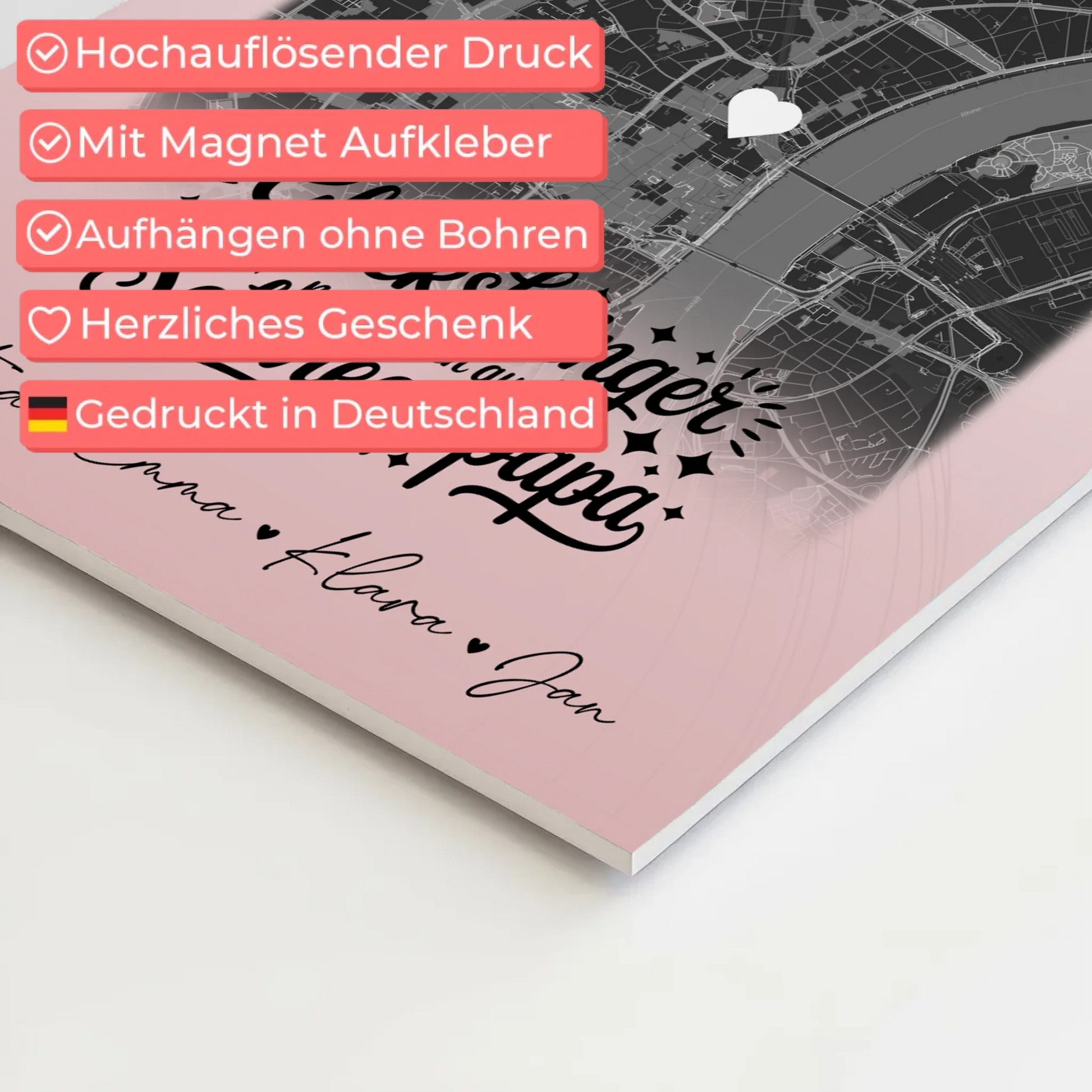 Magnetposter Fotoboard mit 4 Fotos und Karte Glücksbringer Bruder 10