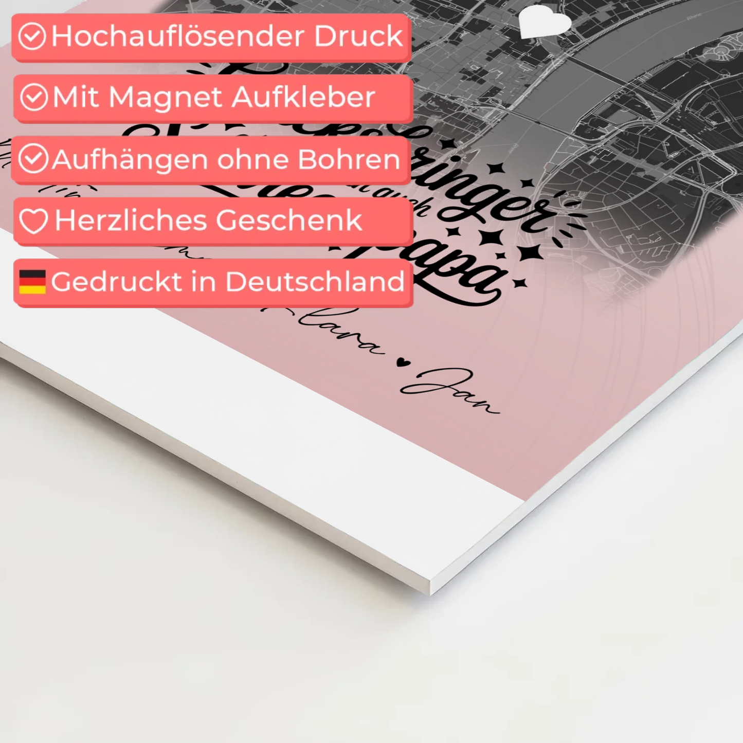 Magnetposter Fotoboard mit 4 Fotos und Karte Glücksbringer Bruder