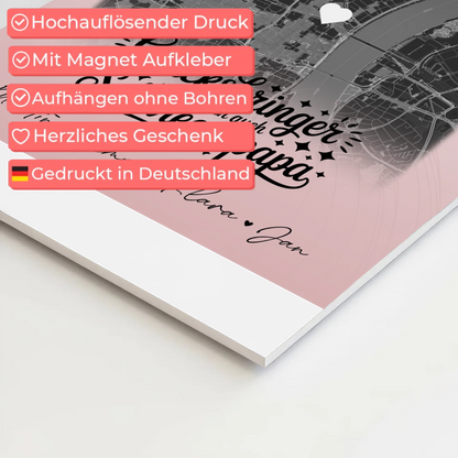 Magnetposter Fotoboard mit 4 Fotos und Karte Glücksbringer Bruder