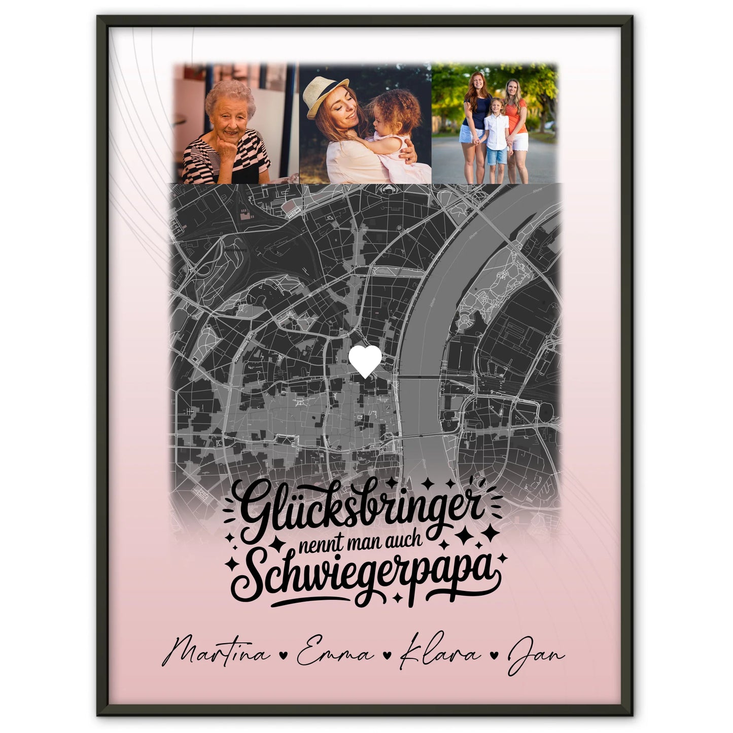 Personalisierte Karten Poster mit 4 Fotos und Glücksbringer Bruder