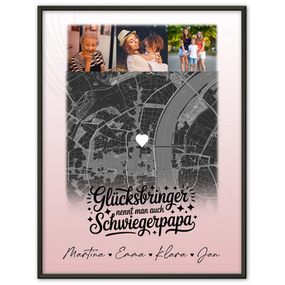 Personalisierte Karten Poster mit 4 Fotos und Glücksbringer Bruder