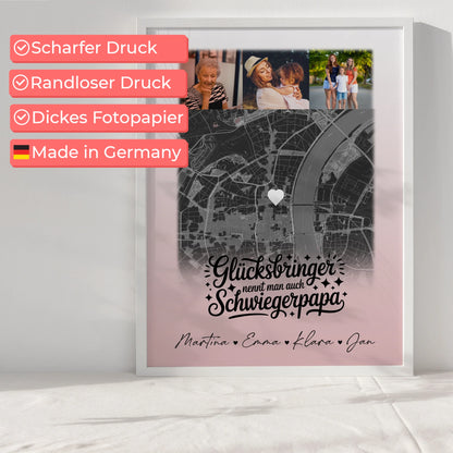 Personalisierte Karten Poster mit 4 Fotos und Glücksbringer Bruder