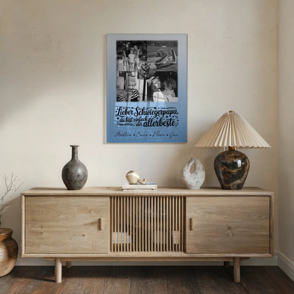 Personalisierte Geschenke mit Foto Mit Acrylglas 4 Fotos und 1 Herz Foto Alles Gute und Gesundheit Papa Schwarz-Weiß