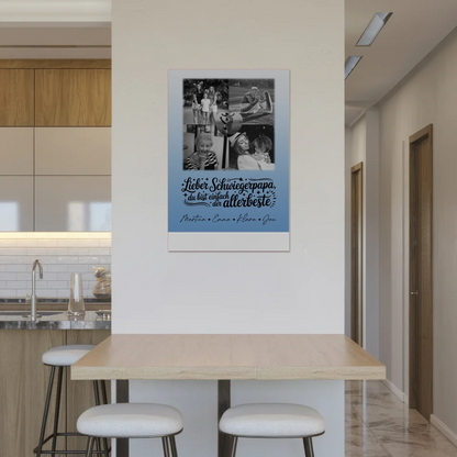 Magnetposter Fotoboard mit 4 Fotos und 1 Herz Foto Alles Gute und Gesundheit Papa Schwarz-Weiß 2