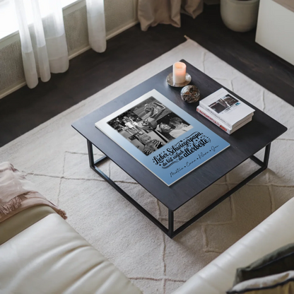 Magnetposter Fotoboard mit 4 Fotos und 1 Herz Foto Alles Gute und Gesundheit Papa Schwarz-Weiß 9