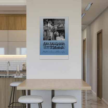 Magnetposter Fotoboard mit 4 Fotos und 1 Herz Foto Alles Gute und Gesundheit Papa Schwarz-Weiß