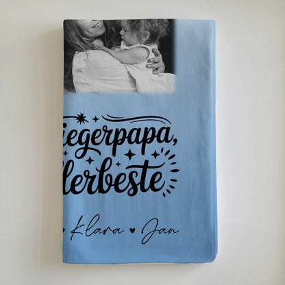 Personalisierte Kuscheldecke Mit Namen 4 Fotos und 1 Herz Foto Alles Gute und Gesundheit Papa Schwarz-Weiß 6