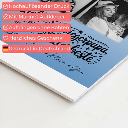 Magnetposter Fotoboard mit 4 Fotos und 1 Herz Foto Alles Gute und Gesundheit Papa Schwarz-Weiß