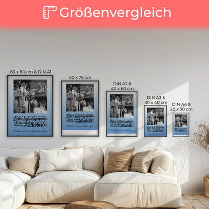 Foto Collage Poster Erstellen mit 4 Fotos und Herz für Papa Alles Gute und Gesundheit Schwarz-Weiß