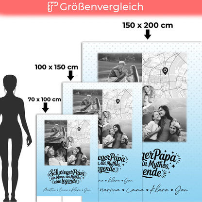 Personalisierte Namensdecke mit 3 Fotos Herz Foto Karte Schwarz-Weiß für Schwiegerpapa Mythos Legende 5