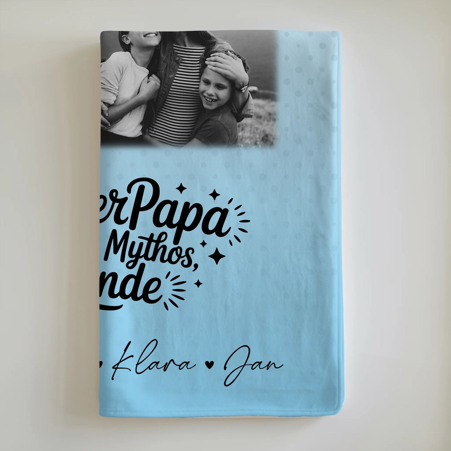 Personalisierte Namensdecke mit 3 Fotos Herz Foto Karte Schwarz-Weiß für Schwiegerpapa Mythos Legende 6