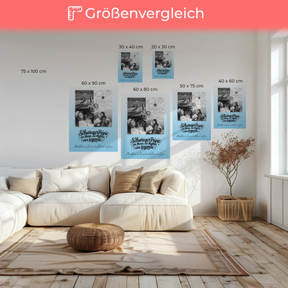 Personalisierte Leinwand Wandbild mit 3 Fotos und Herz Foto Karte für Schwiegerpapa Mythos Legende Schwarz-Weiß 6