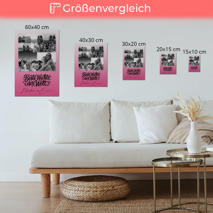 Personalisiertes Fotoboard Magnet Wandbild mit 8 Fotos und Herz für die beste Nichte der Welt