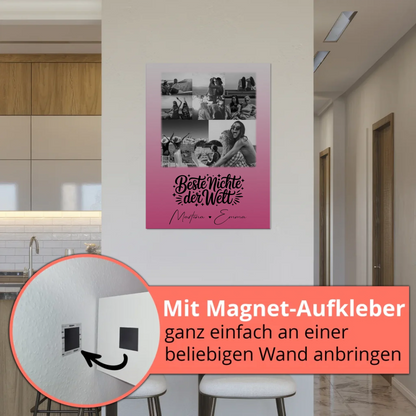 Personalisiertes Fotoboard Magnet Wandbild mit 8 Fotos und Herz für die beste Nichte der Welt