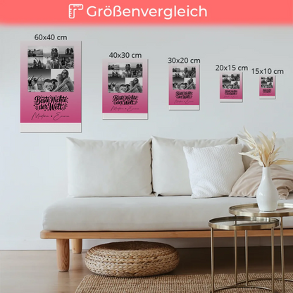 Personalisiertes Fotoboard Magnet Wandbild mit 8 Fotos und Herz für die beste Nichte der Welt