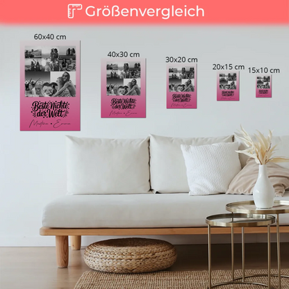 Personalisiertes Fotoboard Magnet Wandbild mit 8 Fotos und Herz für die beste Nichte der Welt