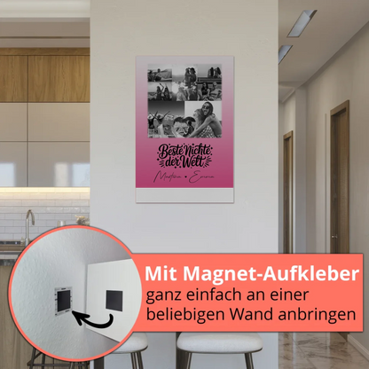 Personalisiertes Fotoboard Magnet Wandbild mit 8 Fotos und Herz für die beste Nichte der Welt