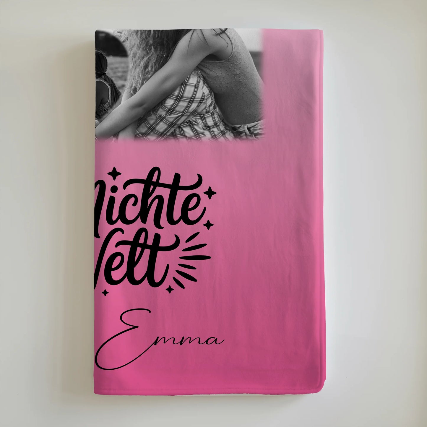 Personalisierte Namensdecke mit 8 Fotos und Herz Foto für die beste Nichte der Welt Schwarz-Weiß 6