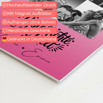 Personalisiertes Fotoboard Magnet Wandbild mit 8 Fotos und Herz für die beste Nichte der Welt 10