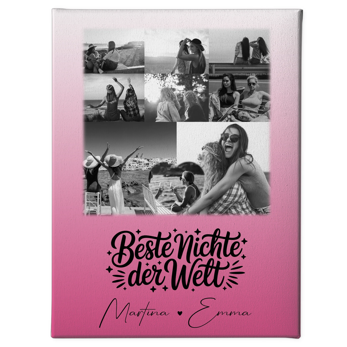 Leinwand Collagen Erstellen mit 8 Fotos und 1 Herz Foto Beste Nichte Der Welt Schwarz-Weiß 1