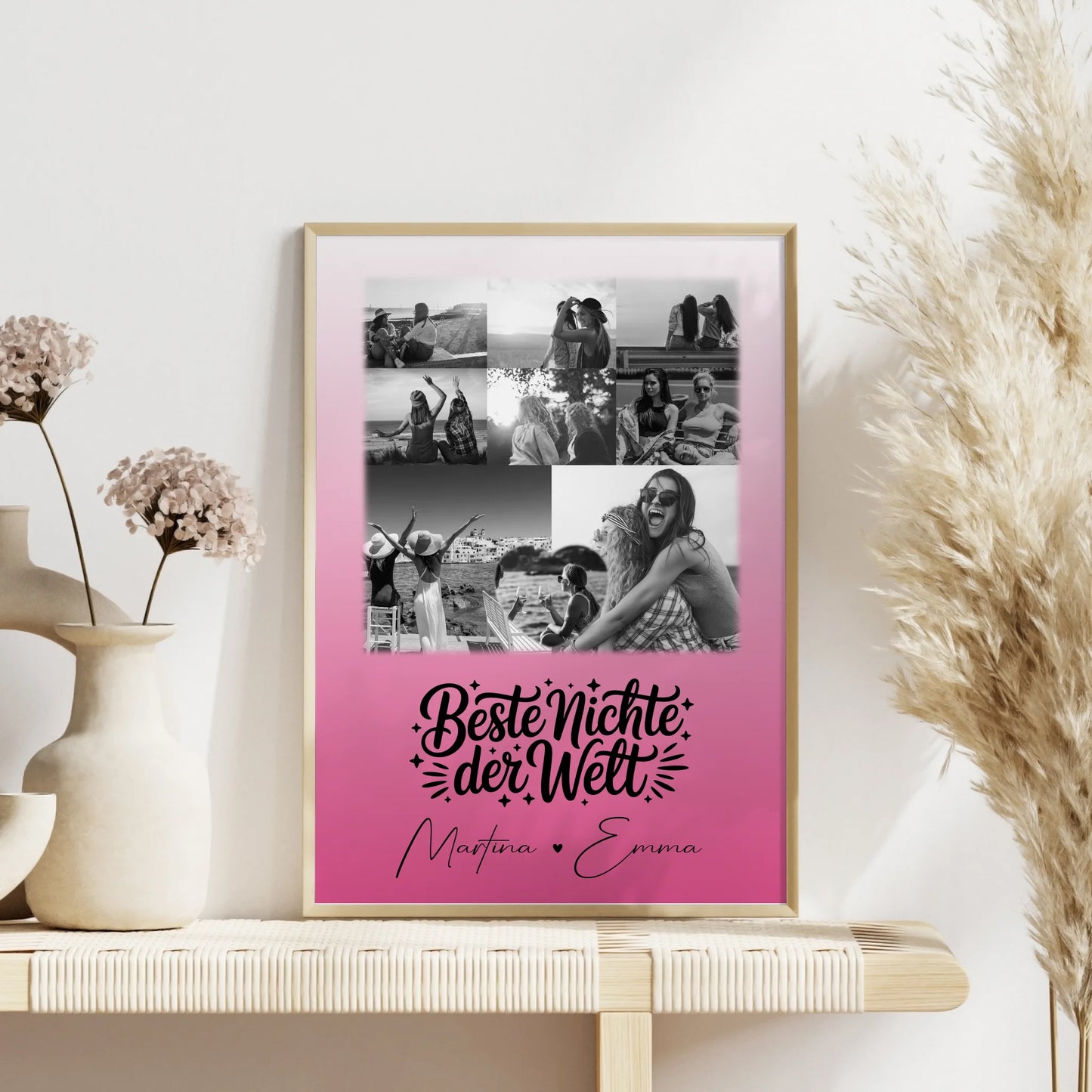 Karten Poster Personalisiert mit 8 Fotos und Herz für die Beste Nichte der Welt