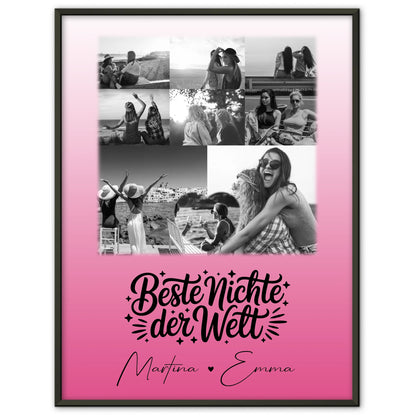 Karten Poster Personalisiert mit 8 Fotos und Herz für die Beste Nichte der Welt