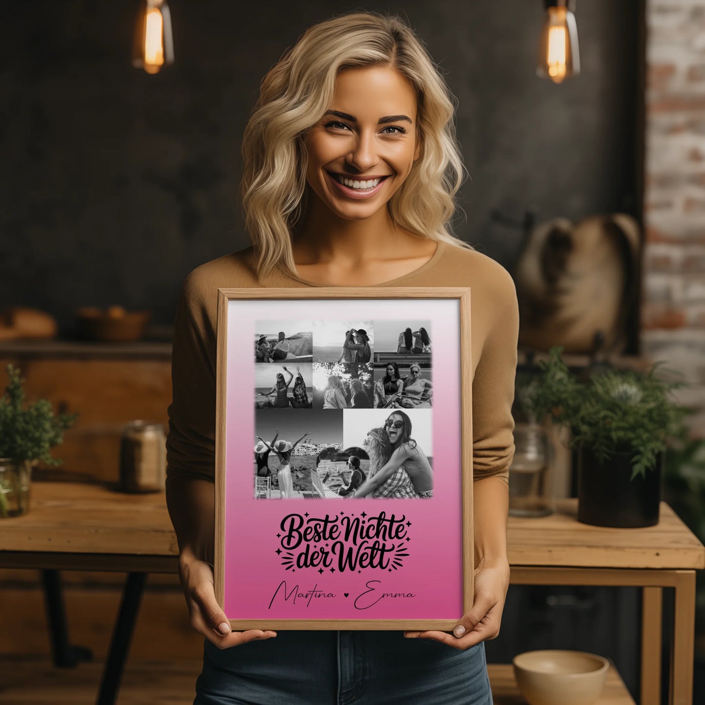 Karten Poster Personalisiert mit 8 Fotos und Herz für die Beste Nichte der Welt