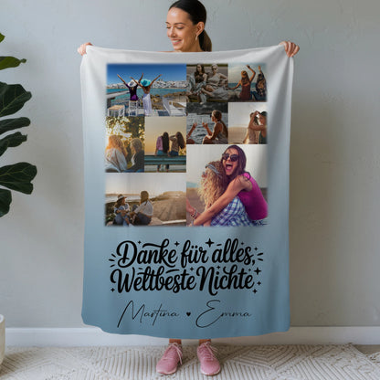 Personalisierte Decke Mit Namen mit 9 Fotos für die Beste Nichte Danke Für Alles 1