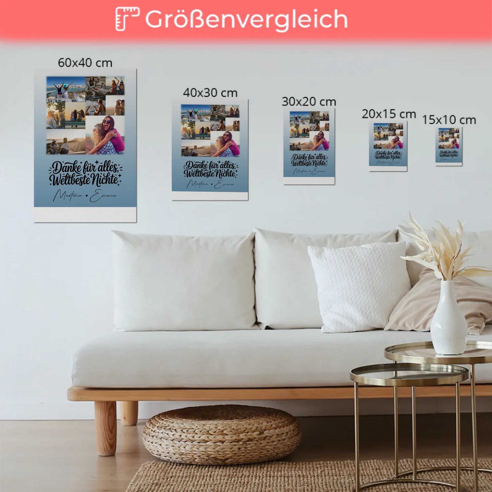 Fotoboard Poster Magnetisch mit 9 Fotos Beste Nichte Danke für Alles 6