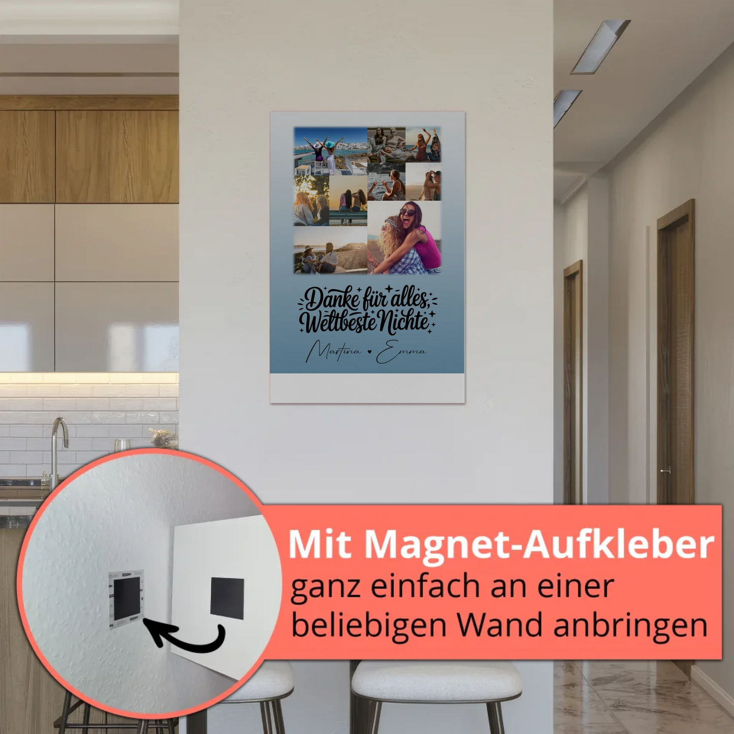Fotoboard Poster Magnetisch mit 9 Fotos Beste Nichte Danke für Alles