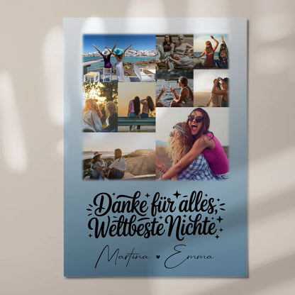 Fotoboard Poster Magnetisch mit 9 Fotos Beste Nichte Danke für Alles