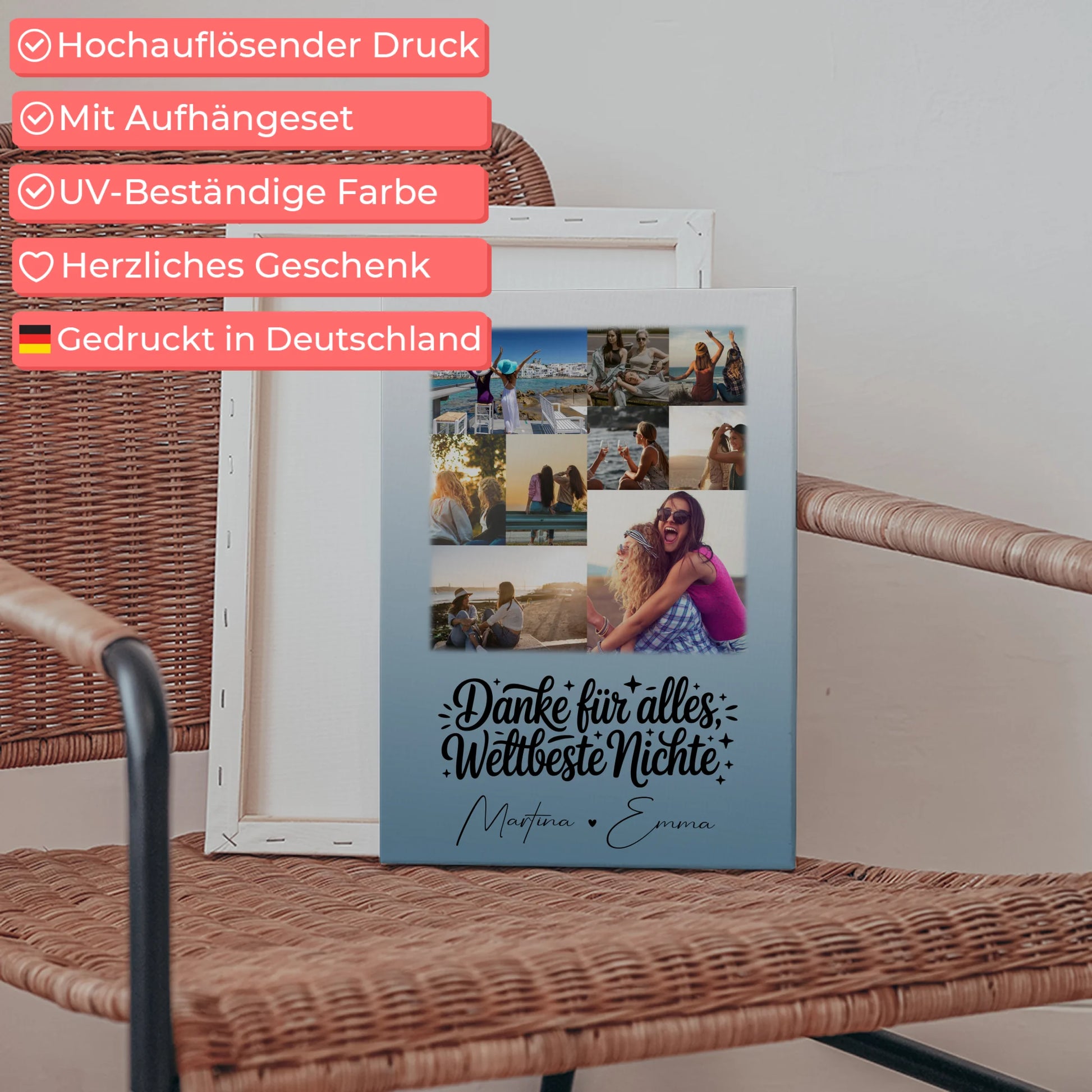 Leinwand Personalisiert mit 9 Fotos für die Beste Nichte Danke für Alles 5