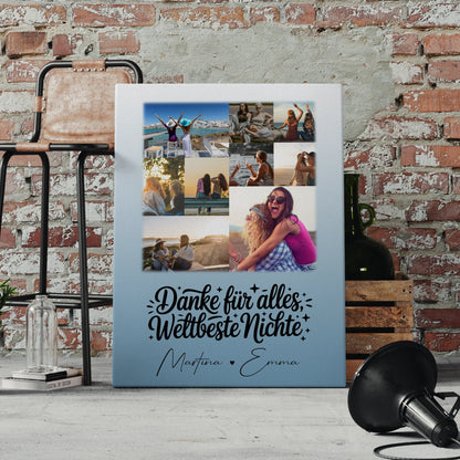 Leinwand Personalisiert mit 9 Fotos für die Beste Nichte Danke für Alles 4