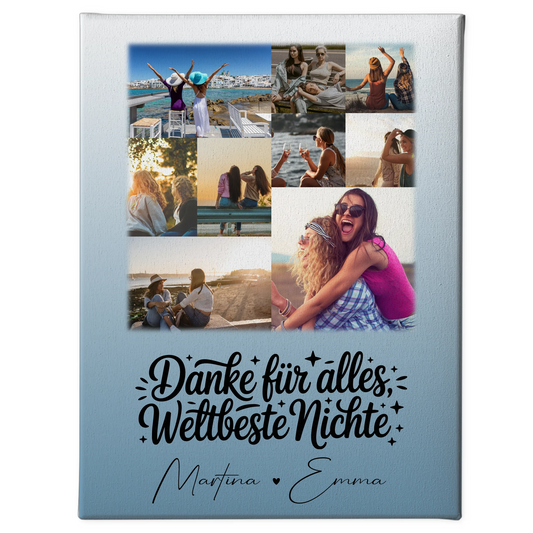 Leinwand Personalisiert mit 9 Fotos für die Beste Nichte Danke für Alles 1