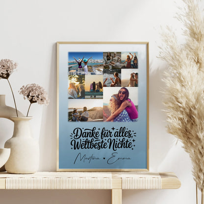 Liebes Poster Personalisiert mit 9 Fotos Beste Nichte Danke Für Alles
