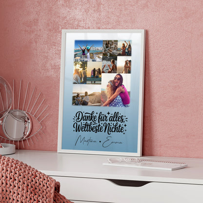 Liebes Poster Personalisiert mit 9 Fotos Beste Nichte Danke Für Alles