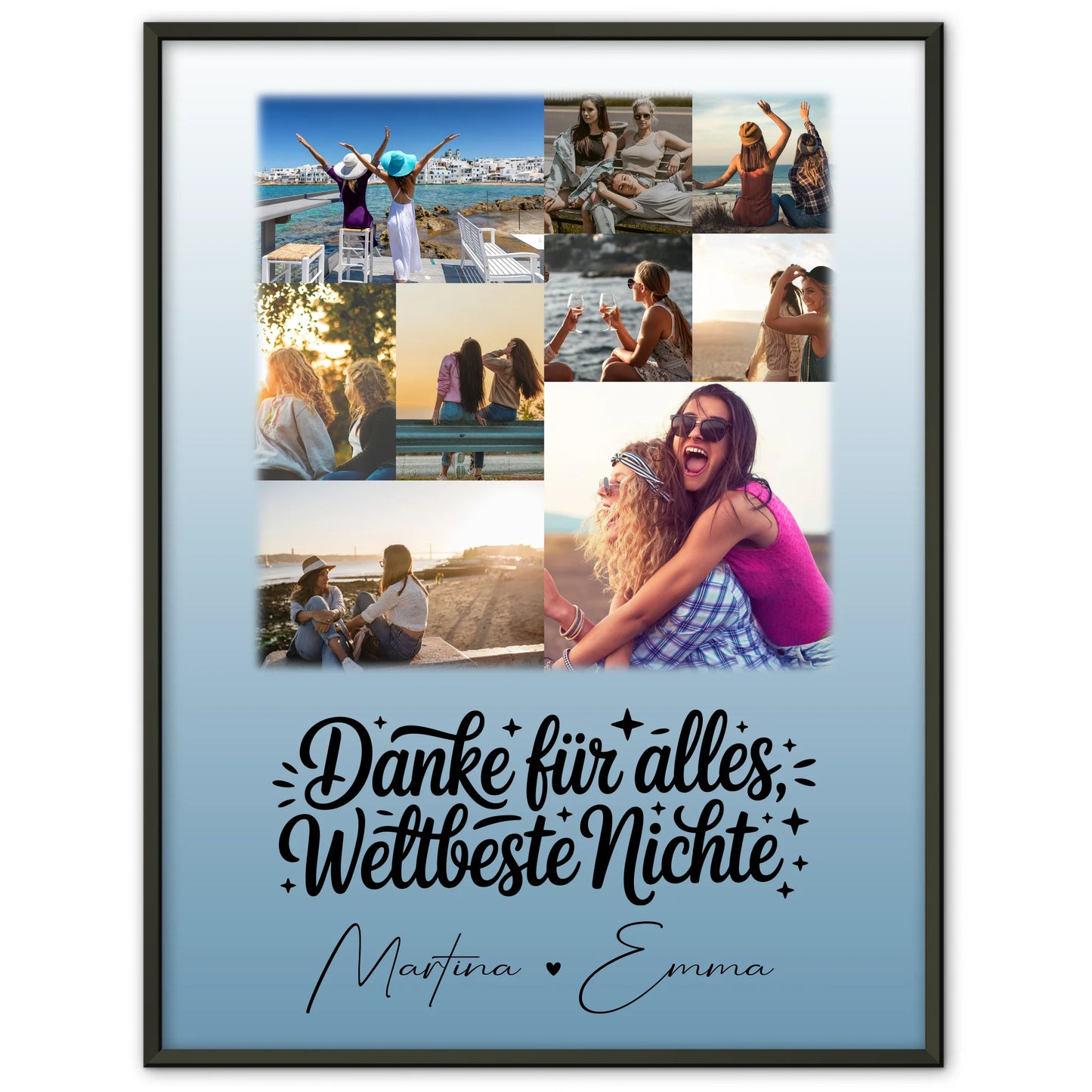 Liebes Poster Personalisiert mit 9 Fotos Beste Nichte Danke Für Alles