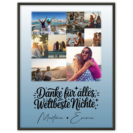 Liebes Poster Personalisiert mit 9 Fotos Beste Nichte Danke Für Alles