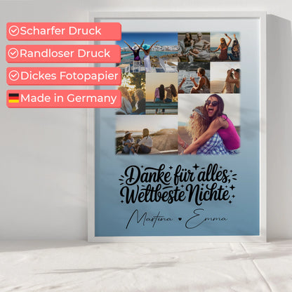 Liebes Poster Personalisiert mit 9 Fotos Beste Nichte Danke Für Alles
