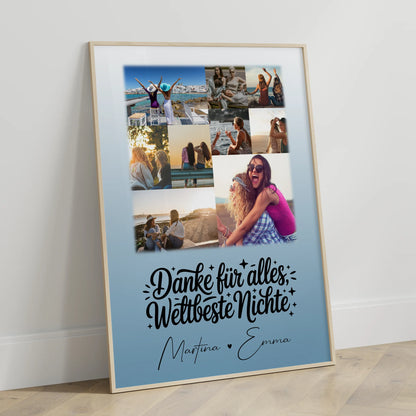 Liebes Poster Personalisiert mit 9 Fotos Beste Nichte Danke Für Alles