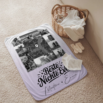 Kuscheldecke Mit Namen Und Motiv 10 Fotos Und Karte in der Mitte Beste Nichte Ever Schwarz-Weiß 2