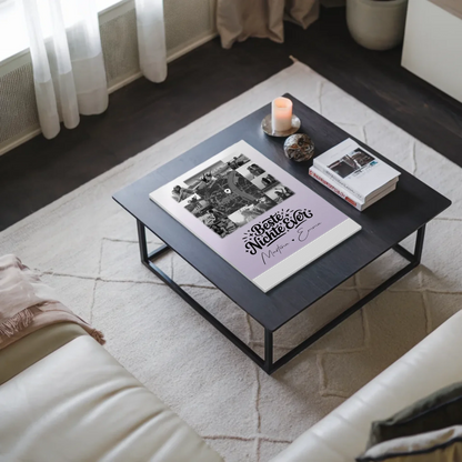 Fotoboard Magnet Wandbild mit 10 Fotos und Karte in der Mitte Beste Nichte Ever Schwarz-Weiß