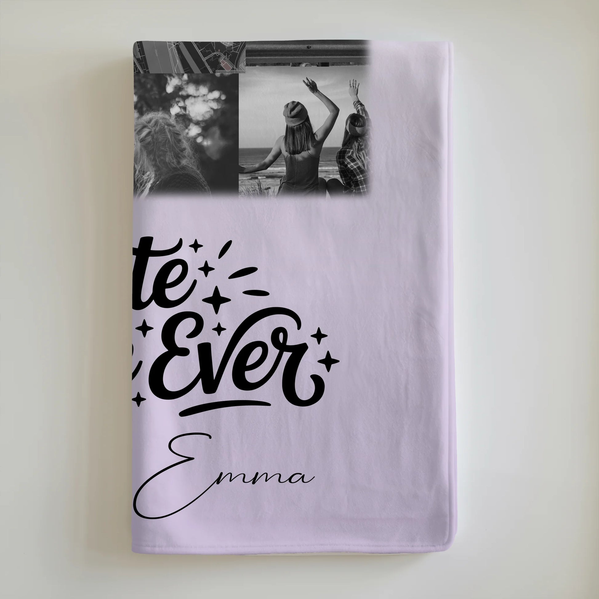 Kuscheldecke Mit Namen Und Motiv 10 Fotos Und Karte in der Mitte Beste Nichte Ever Schwarz-Weiß 6