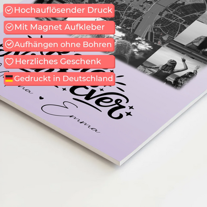 Fotoboard Magnet Wandbild mit 10 Fotos und Karte in der Mitte Beste Nichte Ever Schwarz-Weiß