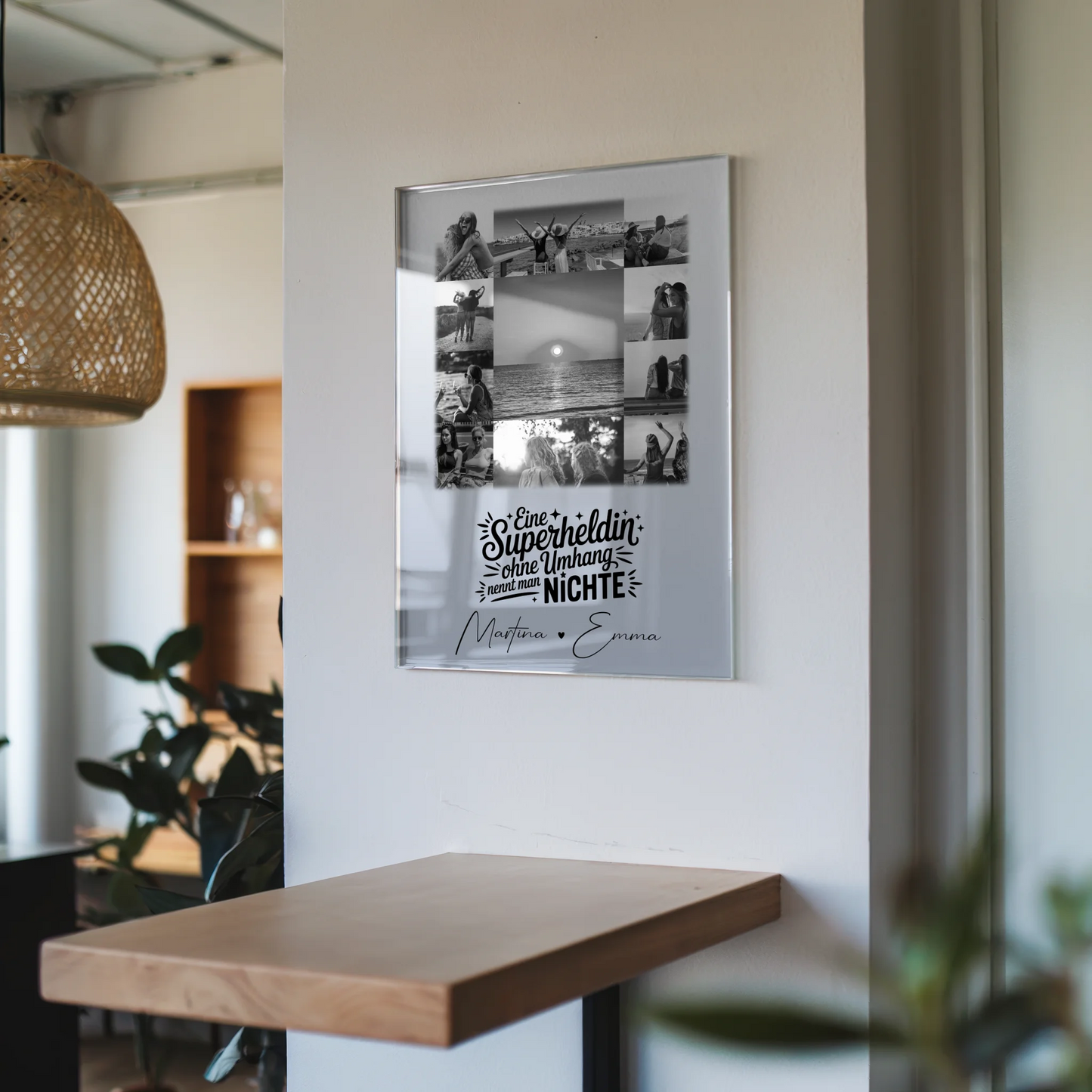 Personalisierte Fotogeschenke mit 11 Fotos auf Acrylglas für Lehrerin echte Heldin Schwarz-Weiß