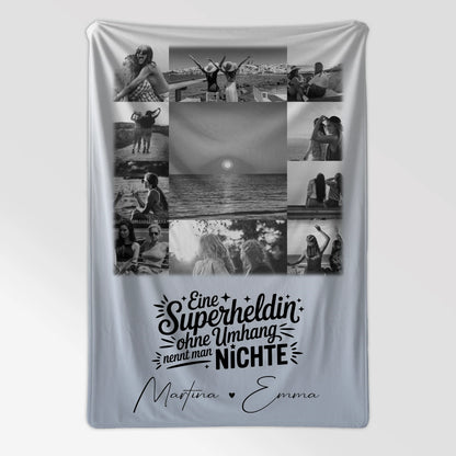 Personalisierte Namensdecke mit 11 Fotos Lehrerin echte Heldin Schwarz-Weiß Geschenk 7