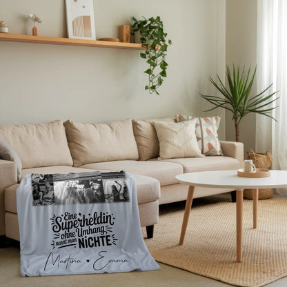 Personalisierte Namensdecke mit 11 Fotos Lehrerin echte Heldin Schwarz-Weiß Geschenk 4