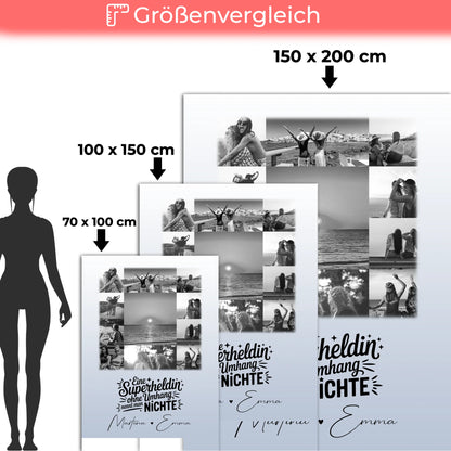 Personalisierte Namensdecke mit 11 Fotos Lehrerin echte Heldin Schwarz-Weiß Geschenk 5